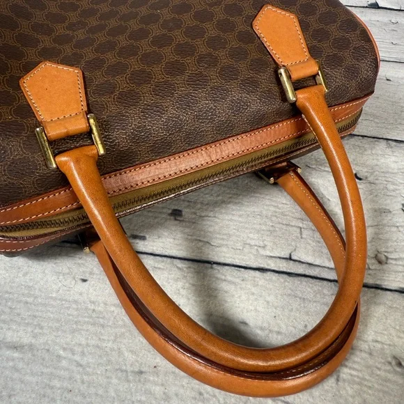 Celine Macadam Boston Brown Monogram Canvas Leather Handbag - Picture 8 of 16